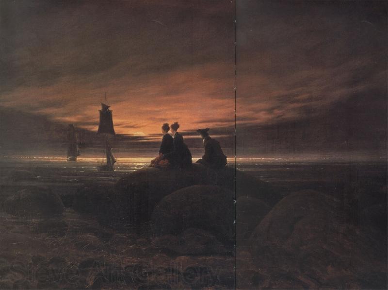 Caspar David Friedrich coucher de soleil sur la mer Germany oil painting art